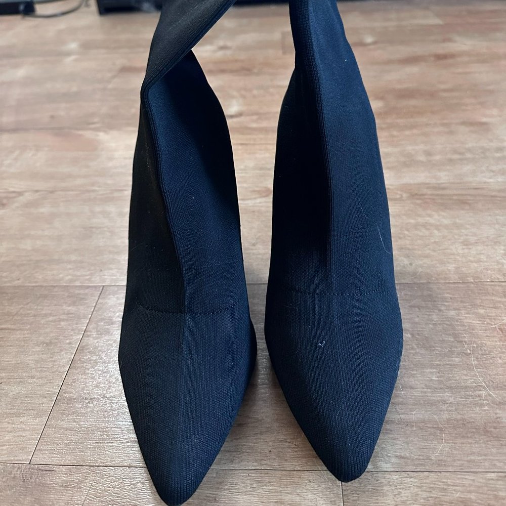 Black Block Heel Sock Boots